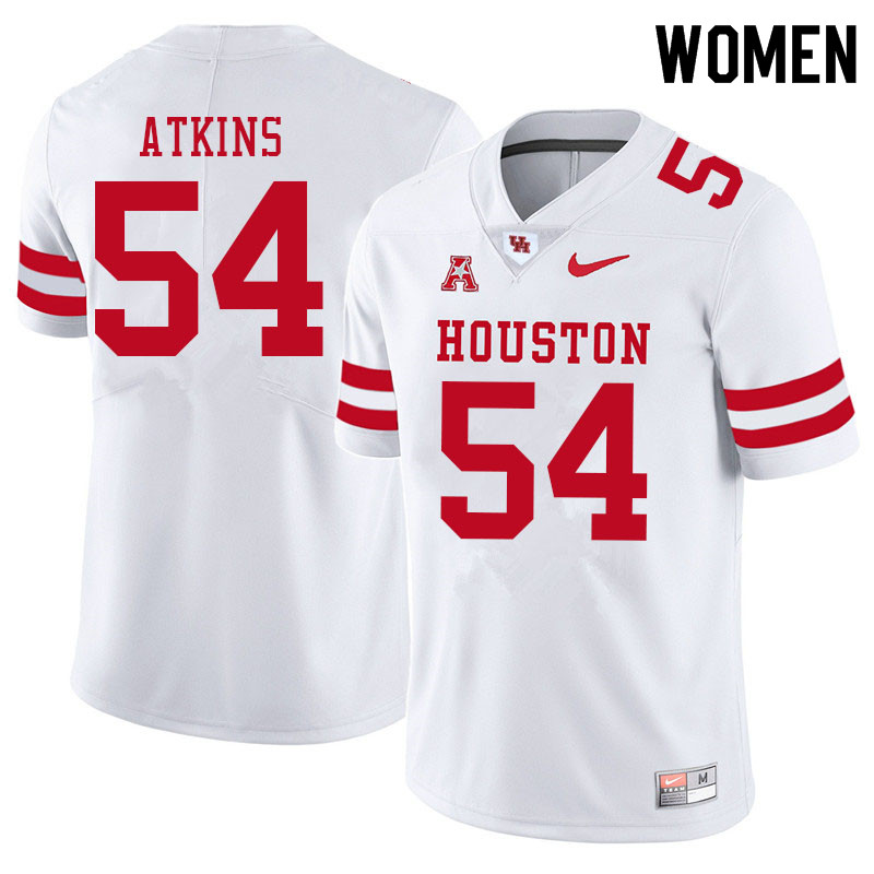Women #54 Joshua Atkins Houston Cougars College Football Jerseys Sale-White